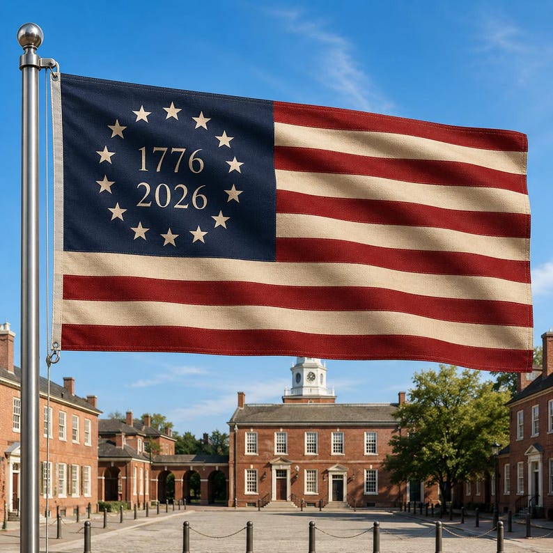 1776 2026 Betsy Ross USA Flag, Historic Patriotic House Banner