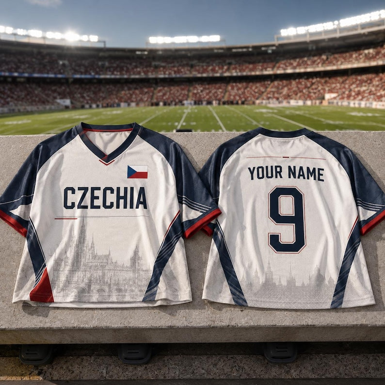 Custom Czechia Soccer Crop Top Jersey, Personalized Czech Football Crop Tee