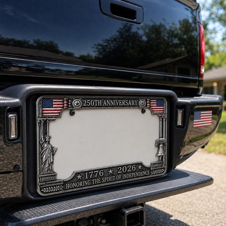 250th Anniversary Commemorative License Plate Frame - 1776-2026 Patriotic Car Accessory