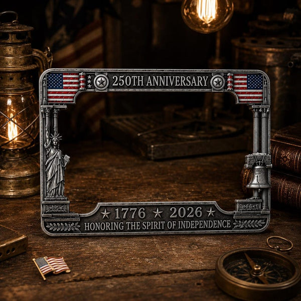 250th Anniversary Commemorative License Plate Frame - 1776-2026 Patriotic Car Accessory