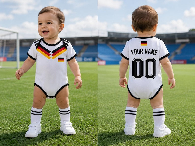Personalized Germany Baby Bodysuit, Custom Name Soccer Baby Outfit
