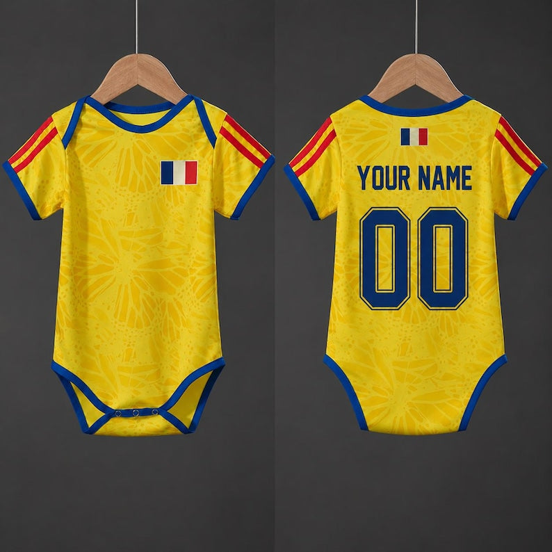 Personalized Colombia Baby Bodysuit, Custom Name Soccer Baby Outfit