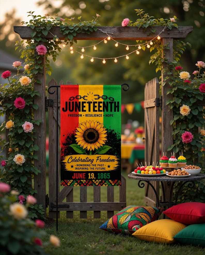 Juneteenth Garden Flag, Freedom Resilience Hope Flag, Black History Month Outdoor Decor