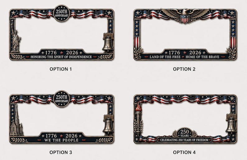 2pcs 250th Anniversary Commemorative License Plate Frame - 1776-2026 Patriotic Car Accessory