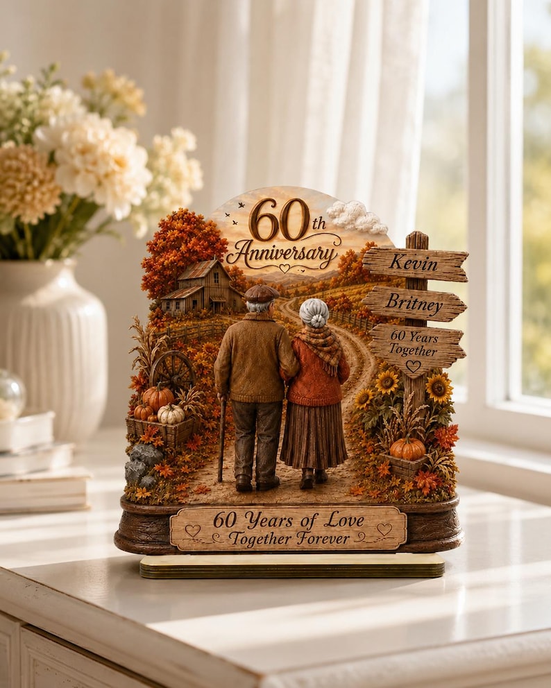 Personalized 60th Anniversary Gift, Diamond Anniversary Couple Plaque