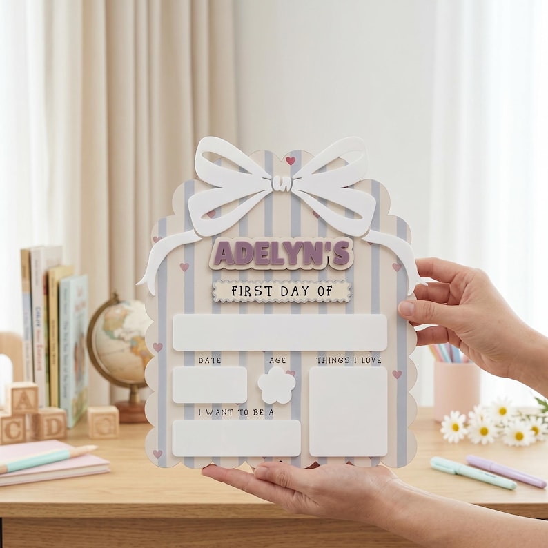 First Day Of School Board, Back To School Sign, Custom Name Sign, Reusable Dry Erase Board