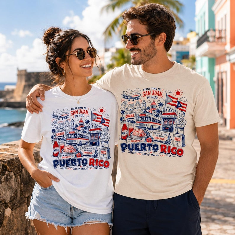 First Time In San Juan Puerto Rico T-Shirt - PR Viral Meme Video Song Vacation