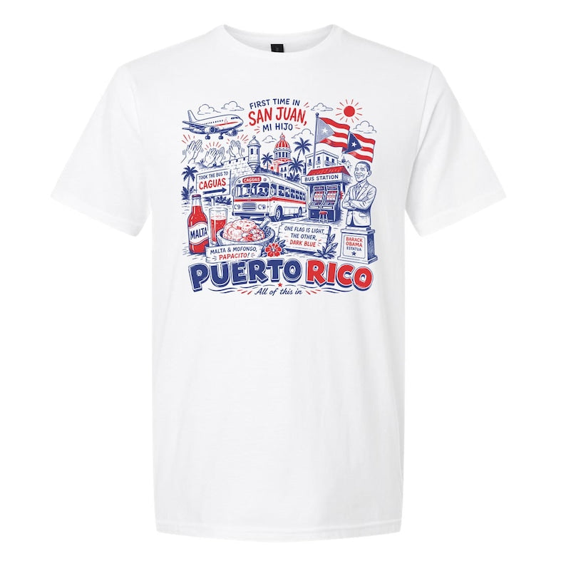 First Time In San Juan Puerto Rico T-Shirt - PR Viral Meme Video Song Vacation