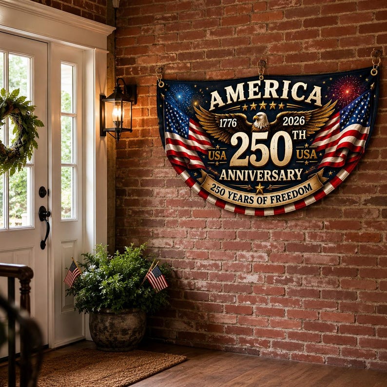 250th Anniversary Banner, Patriotic Fence, We The People Banner, 1776 2026 Banner