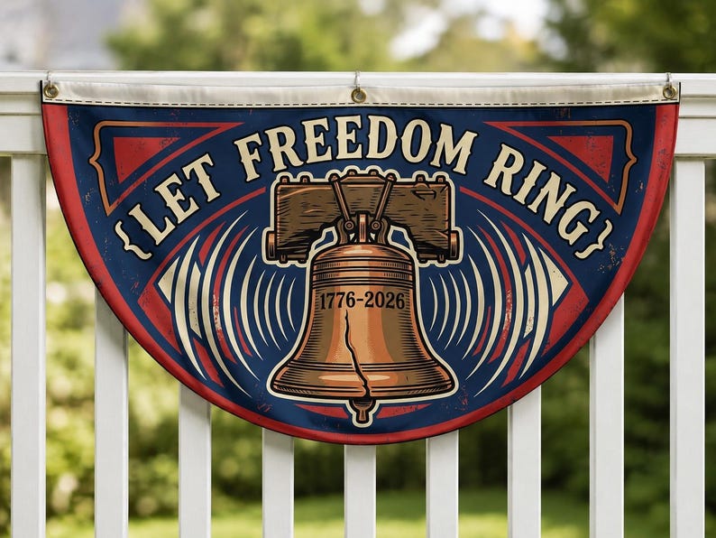 Let Freedom Ring Liberty Bell Fence Flag | 1776 2026 Patriotic Porch Decor