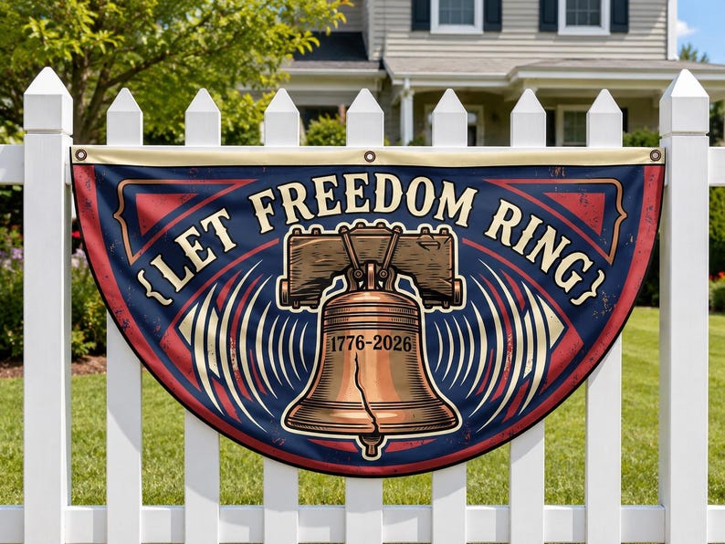 Let Freedom Ring Liberty Bell Fence Flag | 1776 2026 Patriotic Porch Decor
