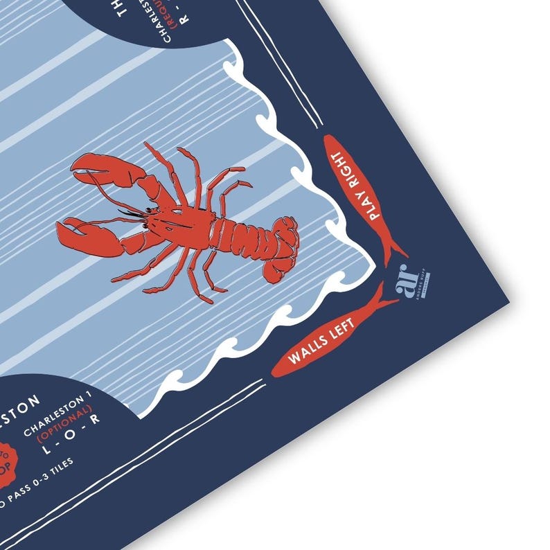 Harbor House Mahjong Mat, Coastal Lobster Mahjong Mat, Nautical Beach House Game Night, Preppy Coastal Mahjong Mat