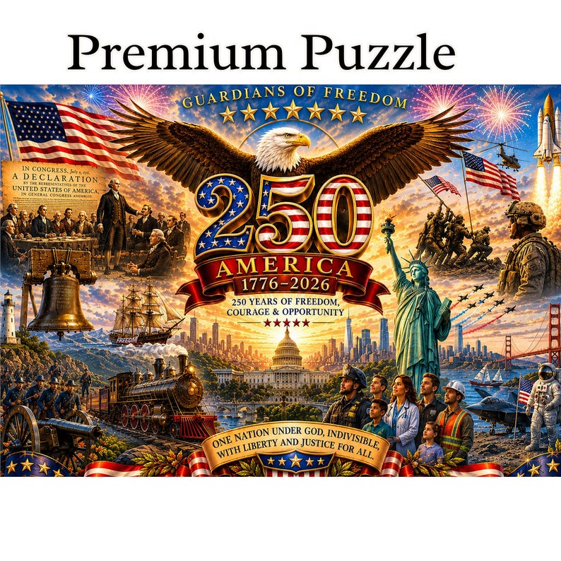 America 250th Anniversary Puzzle | Patriotic USA Jigsaw | Statue of Liberty & Mount Rushmore