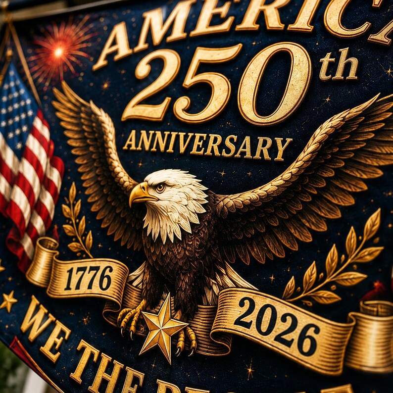 USA 250th Anniversary Patriotic Bunting Banner | America 1776–2026 Semicircle Fence Flag
