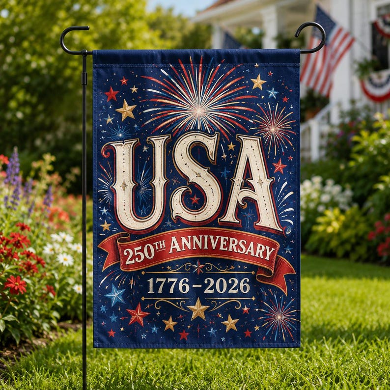 USA 250th Anniversary Garden Flag, 1776-2026 Patriotic Yard Flag
