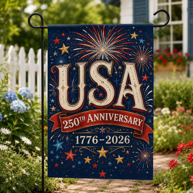 USA 250th Anniversary Garden Flag, 1776-2026 Patriotic Yard Flag