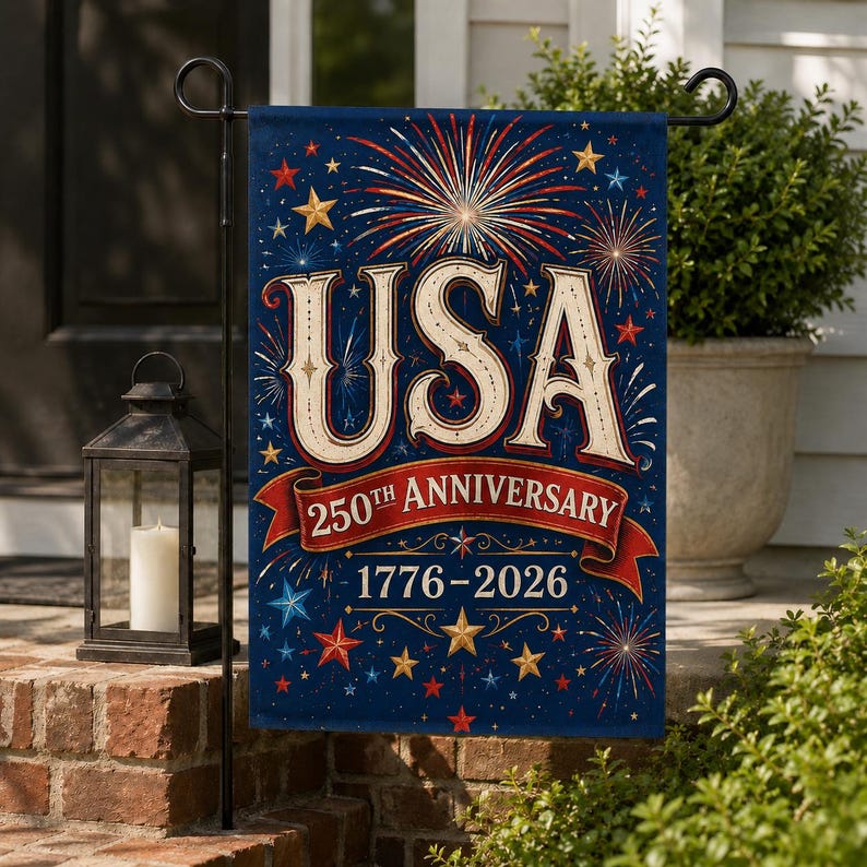 USA 250th Anniversary Garden Flag, 1776-2026 Patriotic Yard Flag