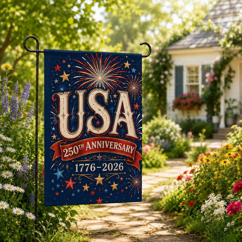 USA 250th Anniversary Garden Flag, 1776-2026 Patriotic Yard Flag