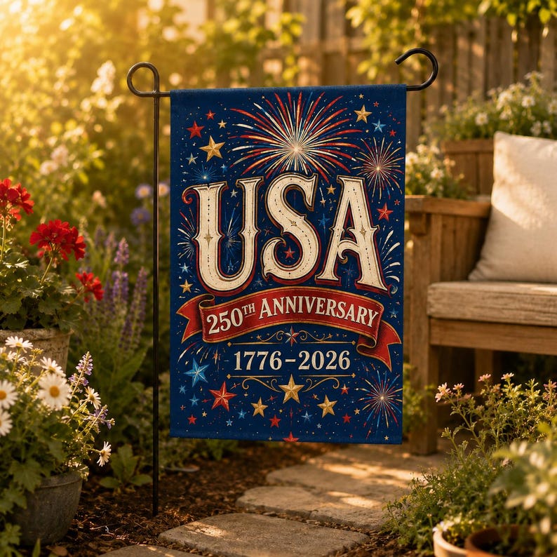 USA 250th Anniversary Garden Flag, 1776-2026 Patriotic Yard Flag