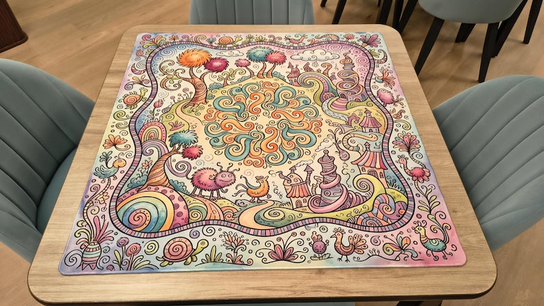 Vintage Botanical Rabbit Mahjong Mat, William Morris Style Floral Playmat, Extra Thick Nonslip Table Cover