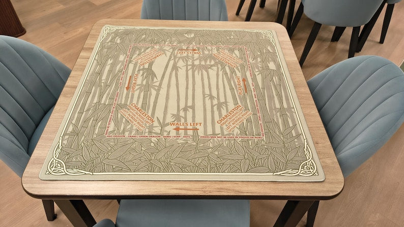 Vintage Botanical Rabbit Mahjong Mat, William Morris Style Floral Playmat, Extra Thick Nonslip Table Cover