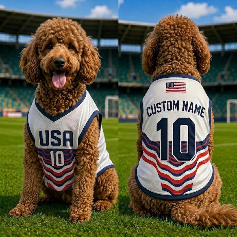 USA Dog Soccer Jersey, Custom USA 2026 Pet Mesh Soccer Jersey