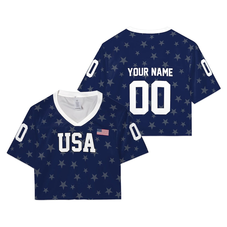 USA Women's Soccer Crop Top Jersey, Personalized Name Number Shirt
