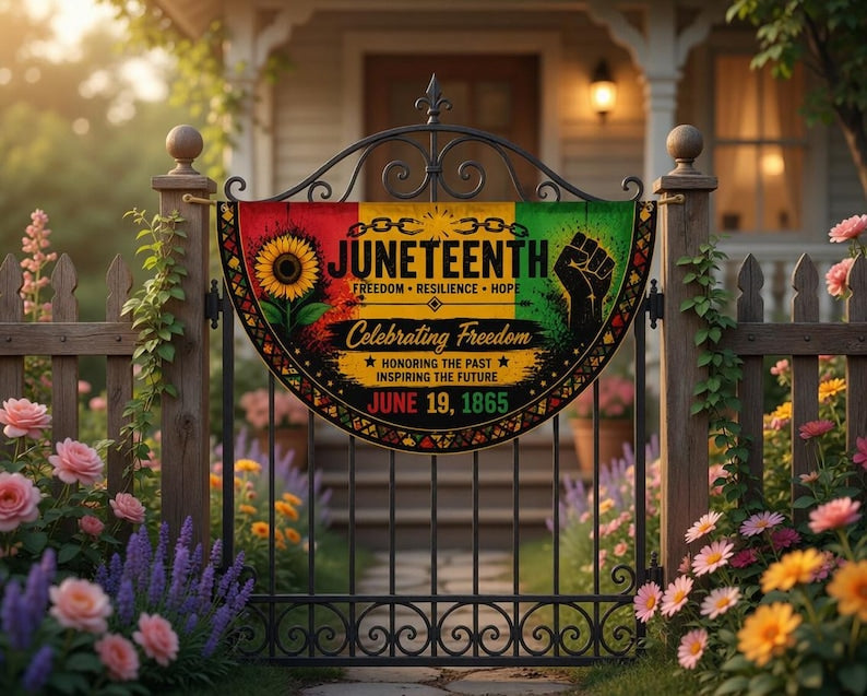 Juneteenth Semicircle Porch Banner, Emancipation Day Bunting Flag