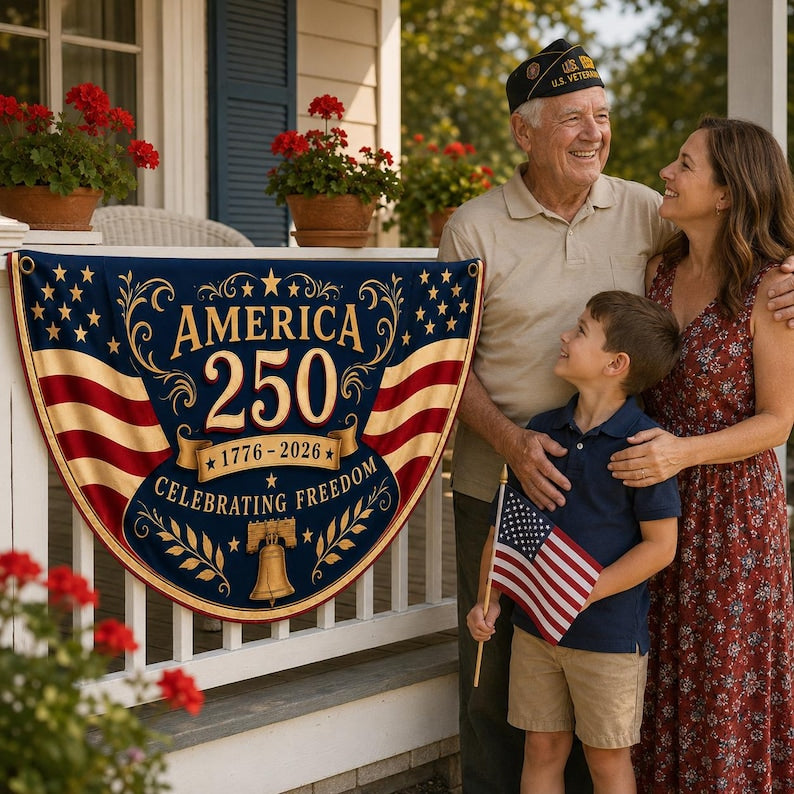 America 250th Anniversary Banner, Fourth of July Outdoor Decor, USA 1776 2026 Banner