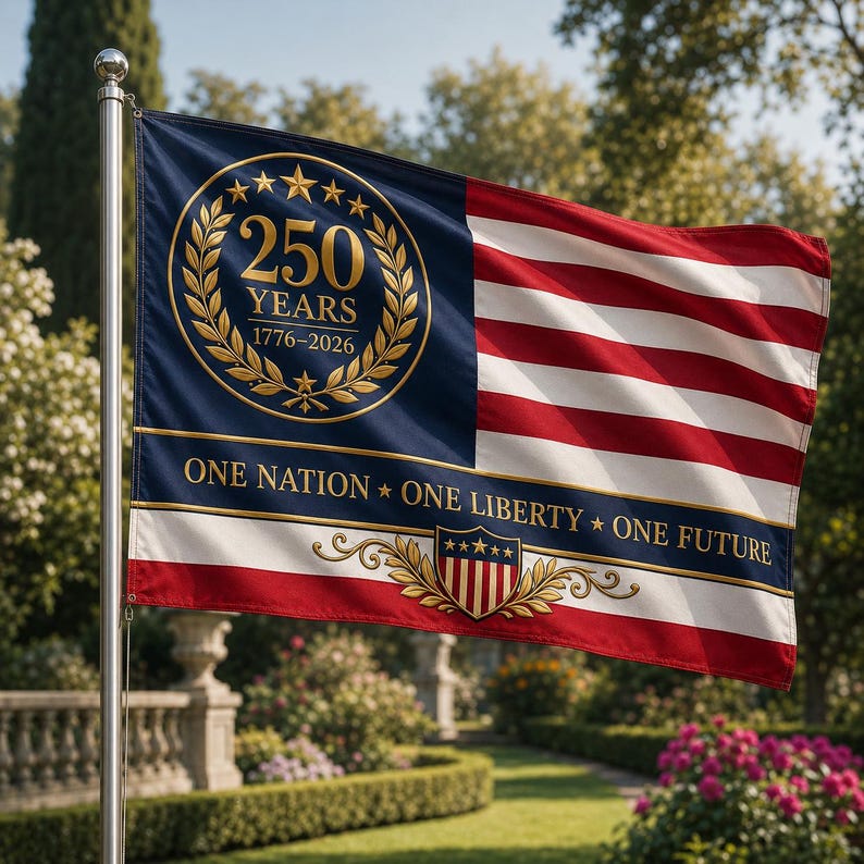250 Years Freedom USA Flag, 1776–2026 Eagle Betsy Ross Grommet Flag, American History