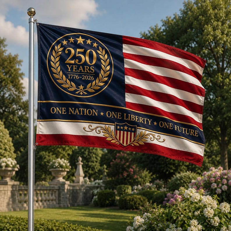 250 Years Freedom USA Flag, 1776–2026 Eagle Betsy Ross Grommet Flag, American History