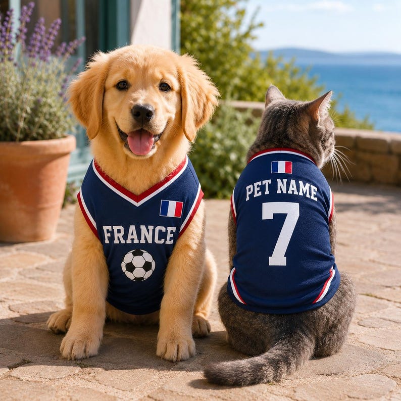 Custom Dog Soccer Jersey, Personalized Pet Football Shirt with Name Number
