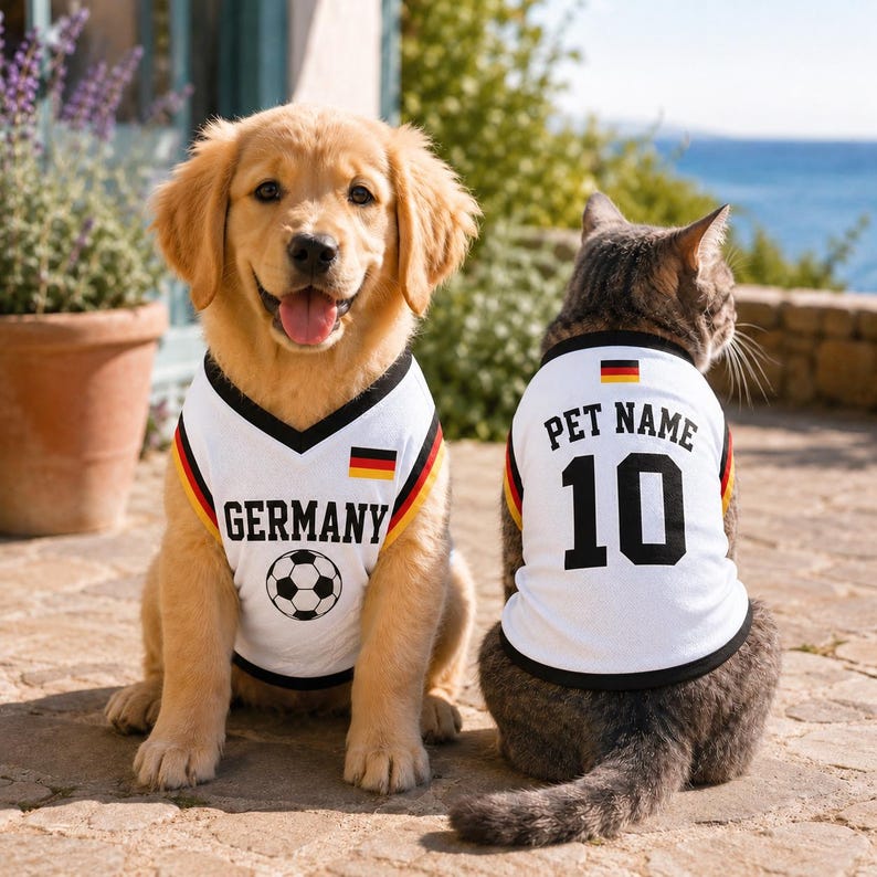 Custom Dog Soccer Jersey, Personalized Pet Football Shirt with Name Number