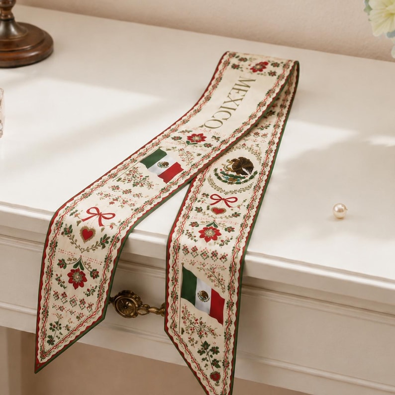 Mexico Satin Hair Scarf, Mexico Twilly, Mexico Headband