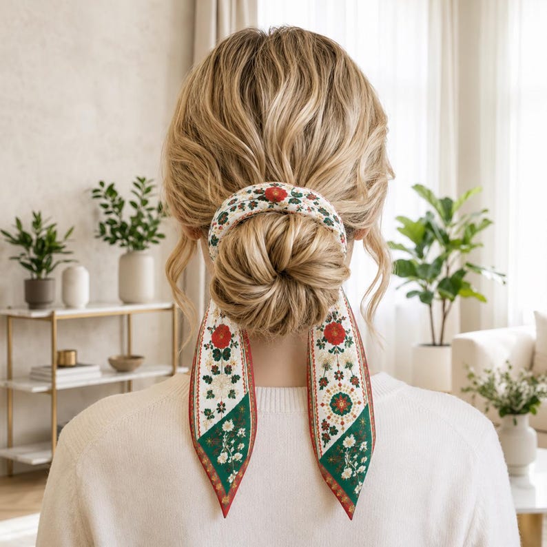 Mexico Satin Hair Scarf, Mexico Twilly, Mexico Headband, Mexican Flag Hair Scarf