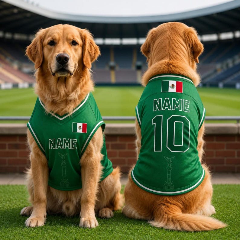 Personalized Mexico Pet Soccer Jersey, Cute Puppy Soccer Sportswear