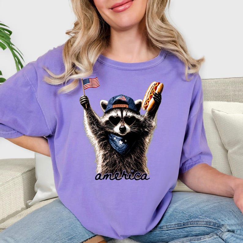 Feral & Free Racoon Shirt, 4th of July Shirt, USA Independence Day Shirt, Funny Raccoon Tee