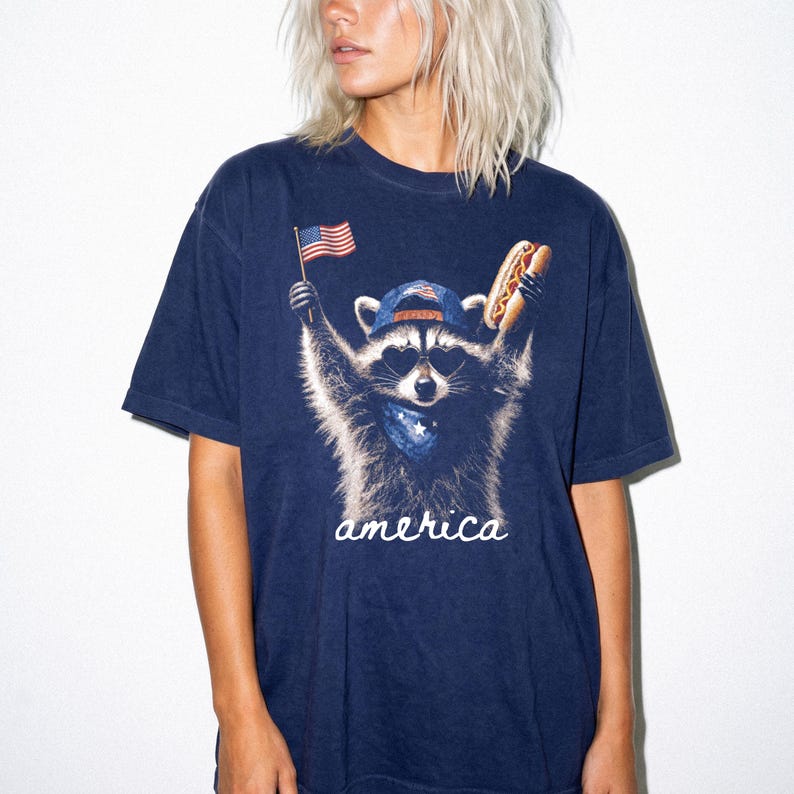 Feral & Free Racoon Shirt, 4th of July Shirt, USA Independence Day Shirt, Funny Raccoon Tee