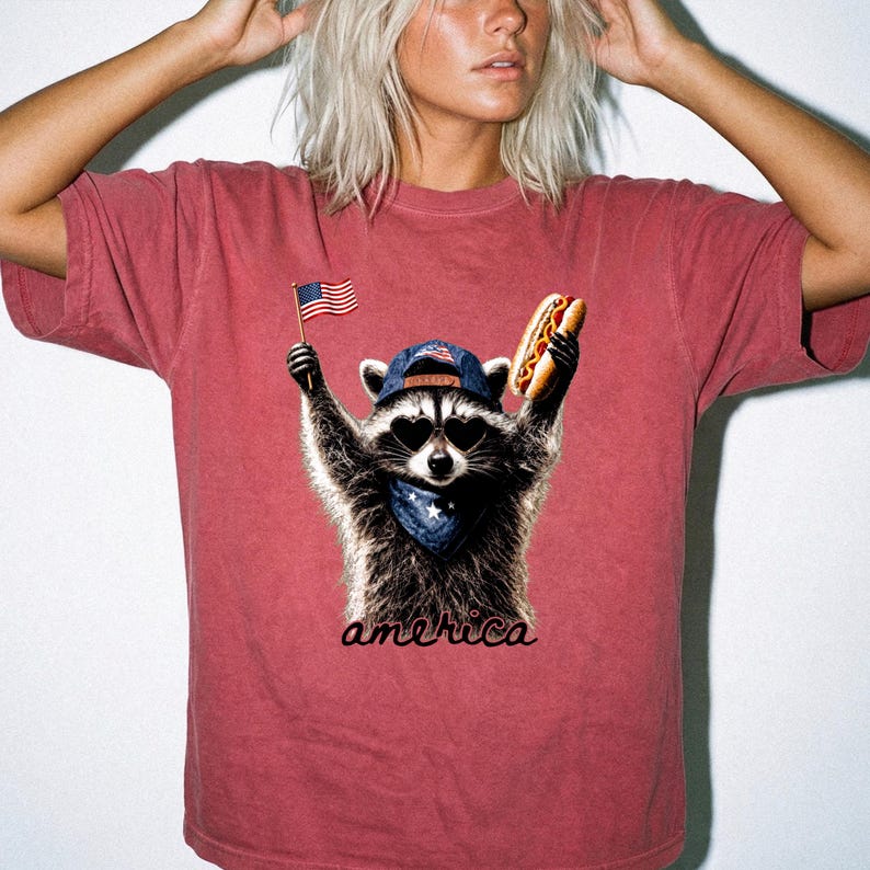 Feral & Free Racoon Shirt, 4th of July Shirt, USA Independence Day Shirt, Funny Raccoon Tee