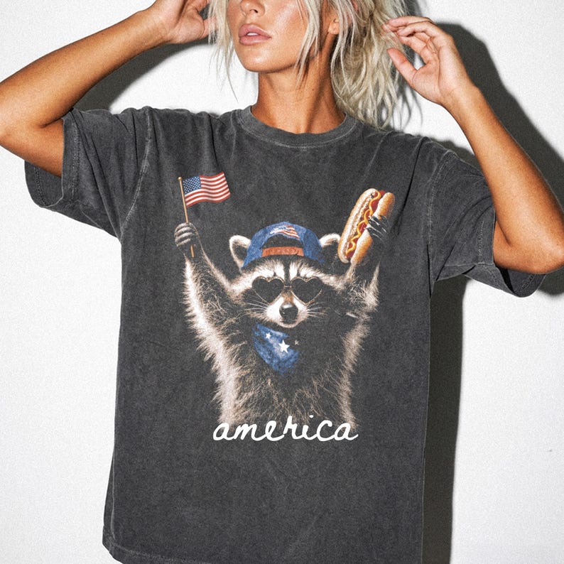Feral & Free Racoon Shirt, 4th of July Shirt, USA Independence Day Shirt, Funny Raccoon Tee