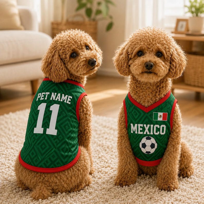 Personalized Pet Soccer Jersey, Custom Dog Cat Football Shirt with Name Number