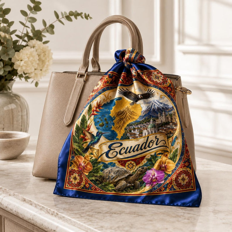 Custom Ecuador Satin Bandana Scarf, Custom Ecuador Bandana