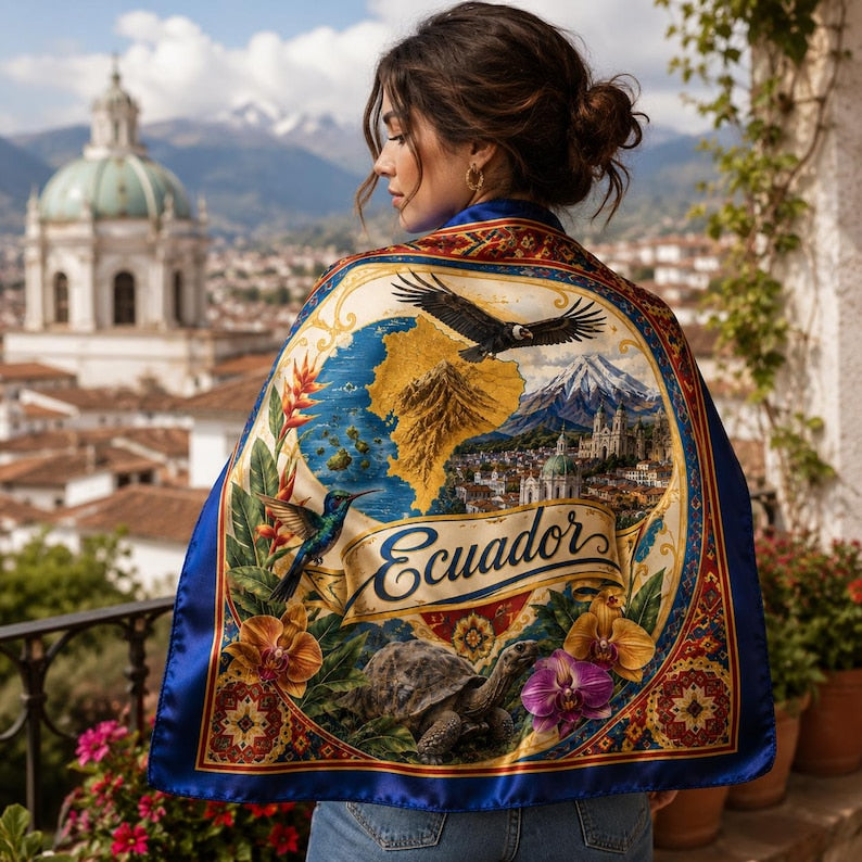 Custom Ecuador Satin Bandana Scarf, Custom Ecuador Bandana