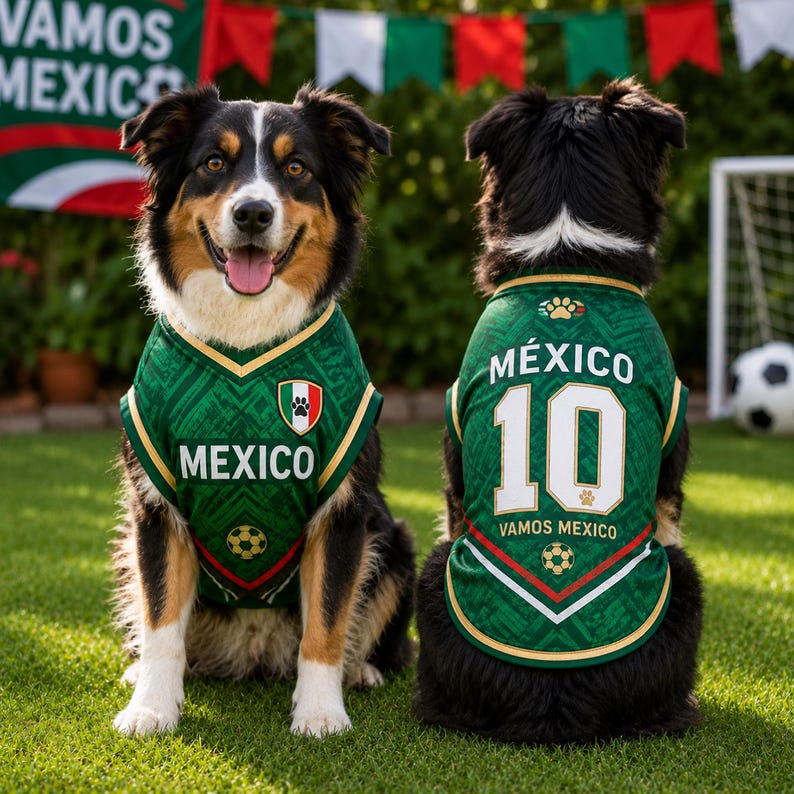 Personalized Mexico Pet Soccer Jersey, Custom Dog Football Shirt, Name Number Gift