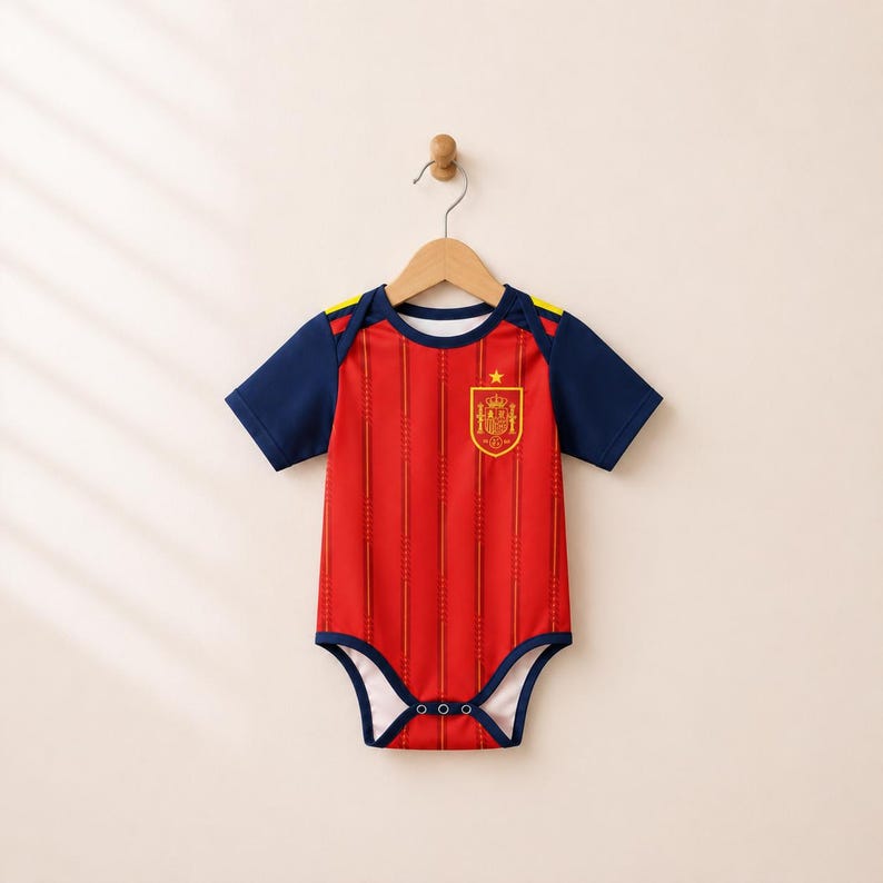 Personalized Spain Baby Soccer Romper | Custom Name & Number