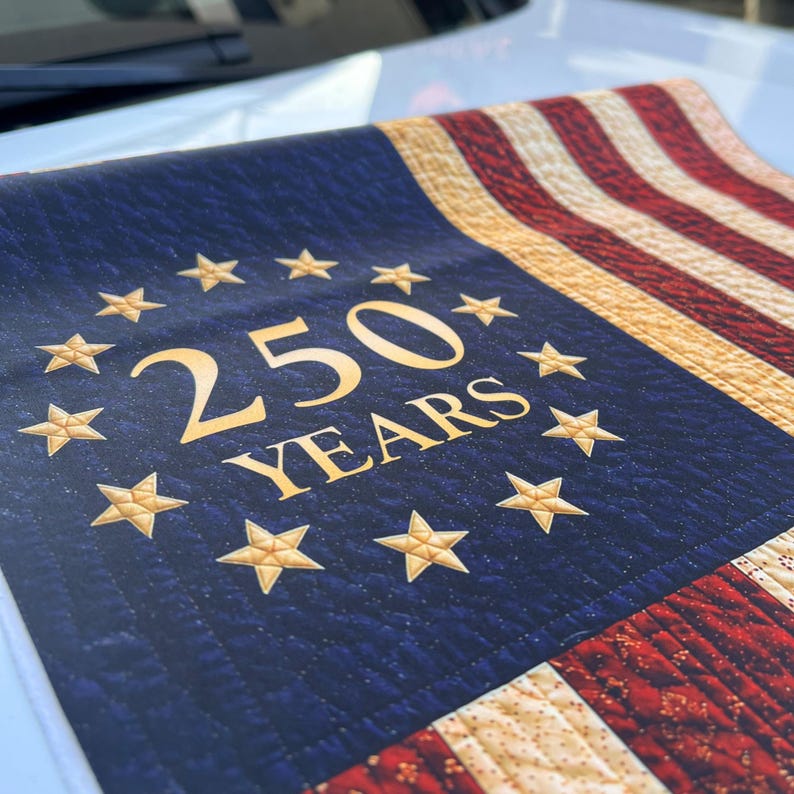 USA Vintage Style 250th Anniversary Garden Flag, Faux Patchwork Flag for Independence Day