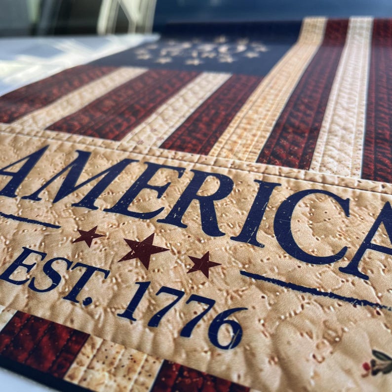 USA Vintage Style 250th Anniversary Garden Flag, Faux Patchwork Flag for Independence Day
