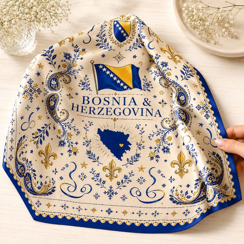 Bosnia Satin Bandana Scarf, Bosnia Soccer Bandana