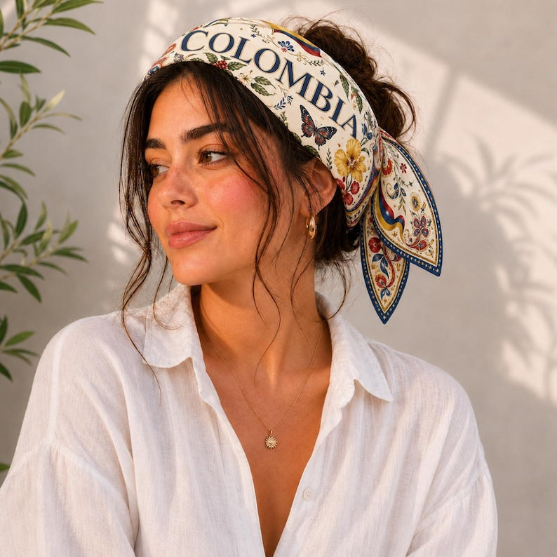 Custom Colombia Scarf, Custom Colombia Bandana, Beautiful Soft Colombia Flag Pattern Scarf