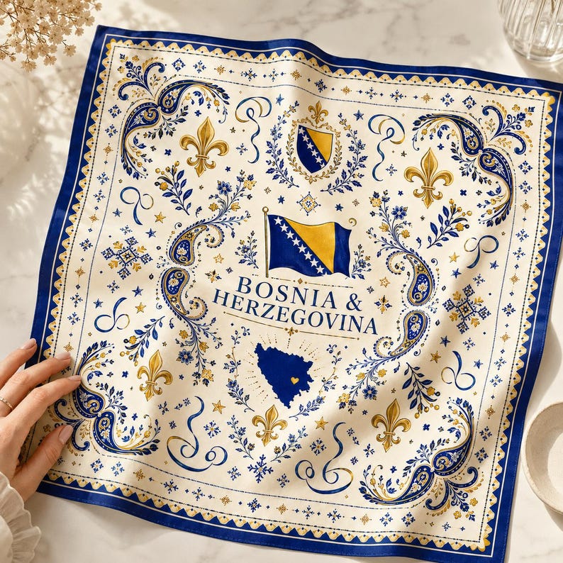 Bosnia Satin Bandana Scarf, Bosnia Soccer Bandana